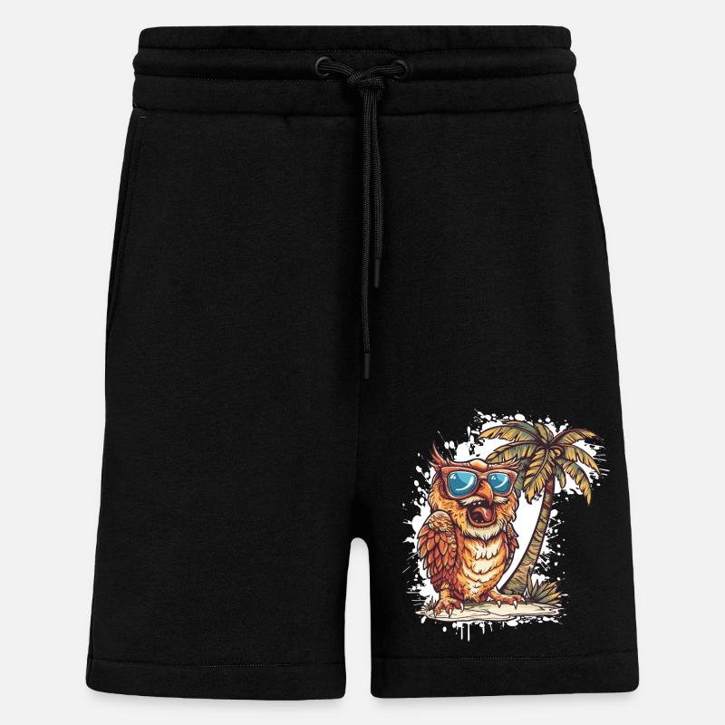 Owl Island Palm Tree - Shorts - made by SPREAD - SOLID BLACK