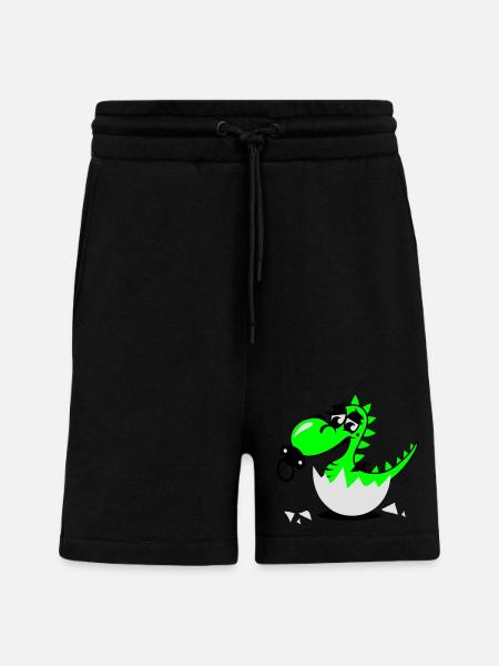 Un piccolo cucciolo di drago con il ciuccio - Pantaloncini ecologici casual Made in UE - SOLID BLACK