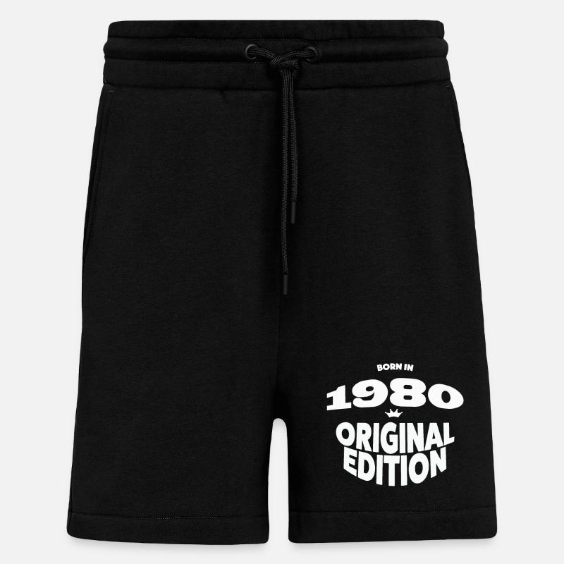 1980 Année de naissance - Short bio décontracté fabriqué en UE - SOLID BLACK