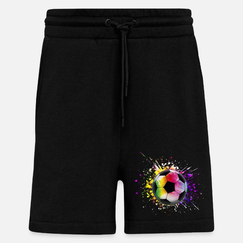 Bunter Fußball Regenbogenfarben - Shorts - made by SPREAD - SOLID BLACK