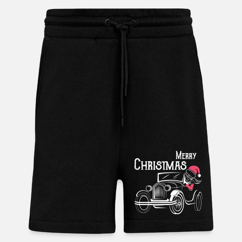christmas oldtimer Autos lustiger Weihnachtsmann - Shorts - made by SPREAD - SOLID BLACK