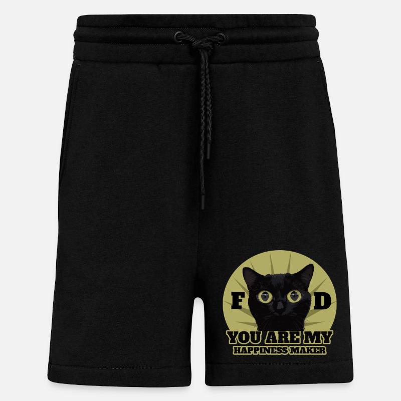Chat noir mignon - Short bio décontracté fabriqué en UE - SOLID BLACK