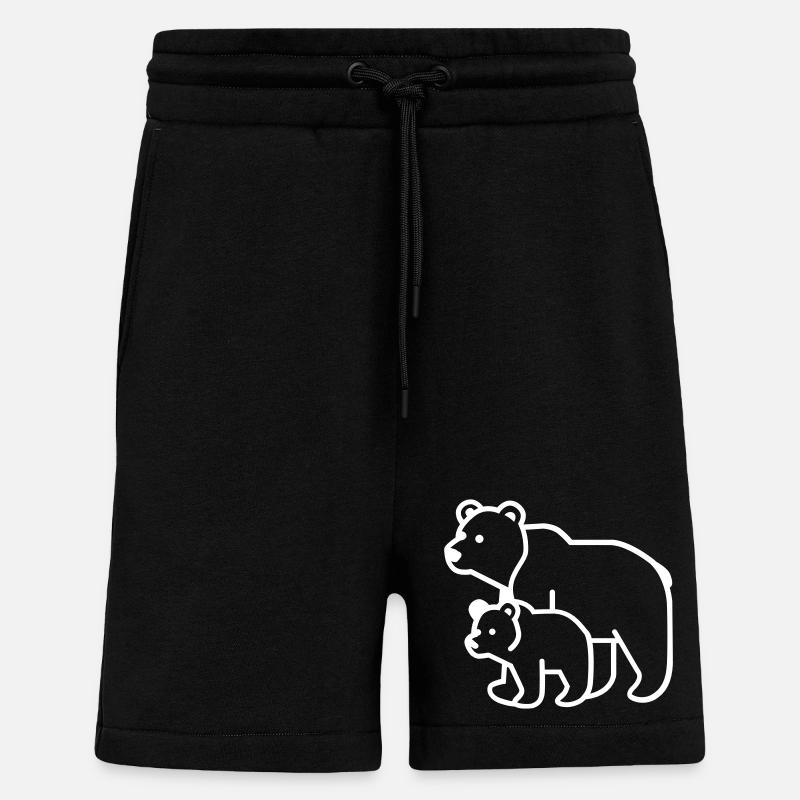 Maman ours, papa ours - Short bio décontracté fabriqué en UE - SOLID BLACK