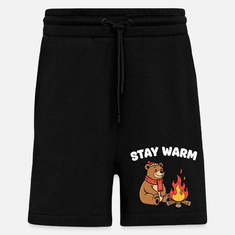 Winter bear at the campfire - Shorts - made by SPREAD - SOLID BLACK