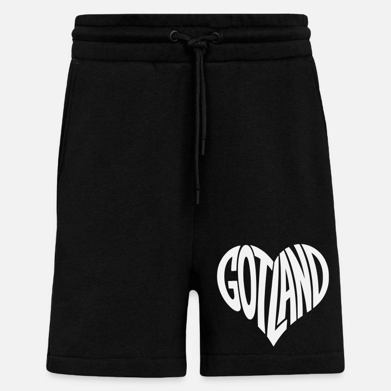 Lettrage Gotland Heart - Short bio décontracté fabriqué en UE - SOLID BLACK