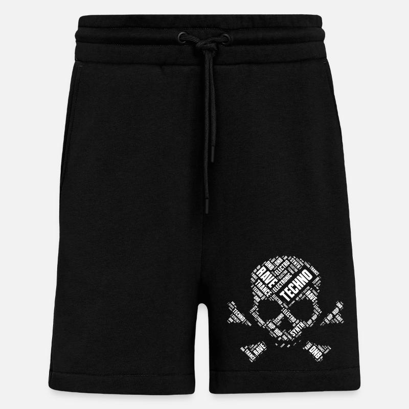 Techno Skull Wordcloud - Shorts - made by SPREAD - SOLID BLACK