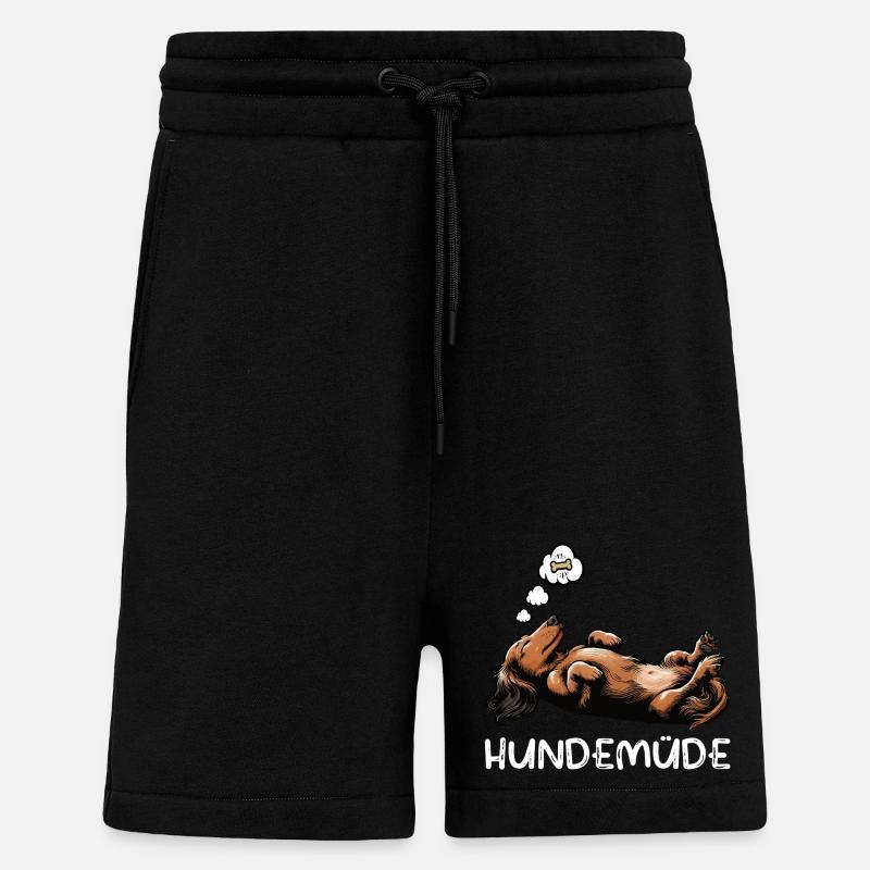 Hundemüde Langhaardackel Dackel Dackelhalter - Shorts - made by SPREAD - SOLID BLACK