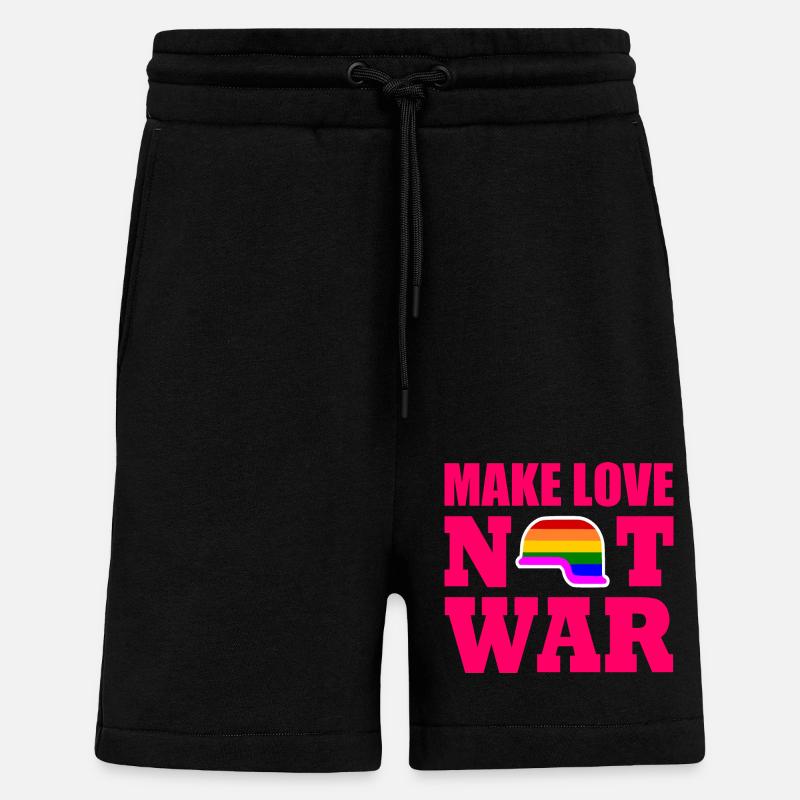 Make love not war - Short bio décontracté fabriqué en UE - SOLID BLACK
