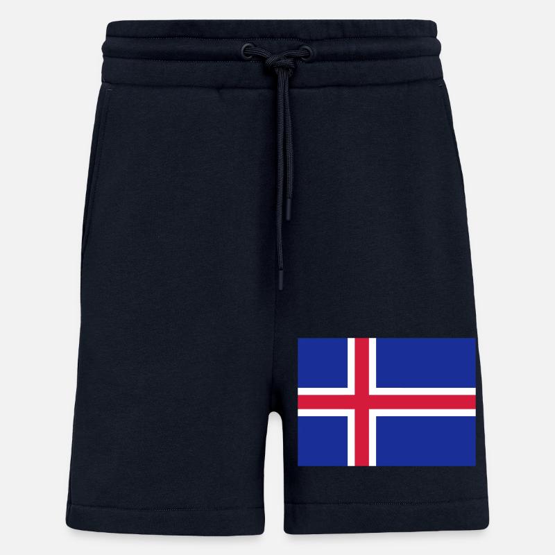 Iceland flag / Drapeau Islande - Short bio décontracté fabriqué en UE - DARK NAVY