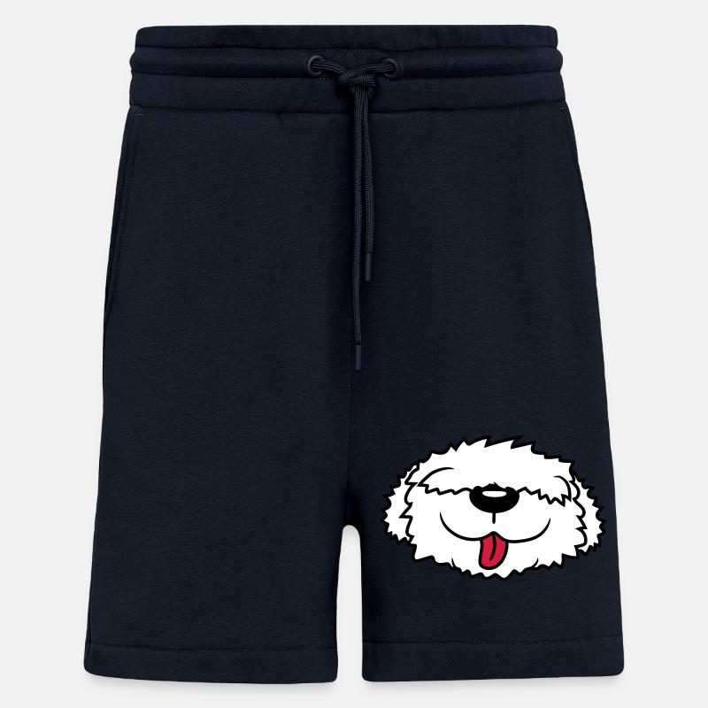 Visage de chien Bobtail - Short bio décontracté fabriqué en UE - DARK NAVY