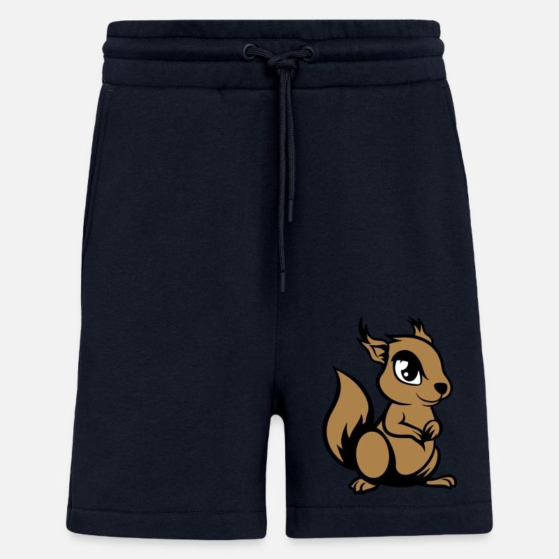 Écureuil Bande Dessinée Animal - Short bio décontracté fabriqué en UE - DARK NAVY
