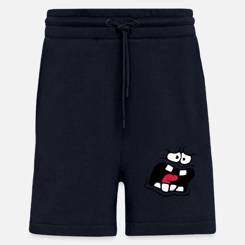 Visage de bande dessinée anxieux - Short bio décontracté fabriqué en UE - DARK NAVY