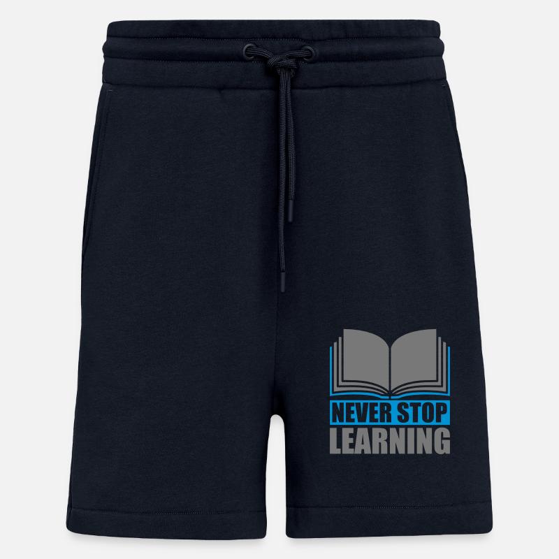 never stop learning quote - Shorts - made by SPREAD - DARK NAVY