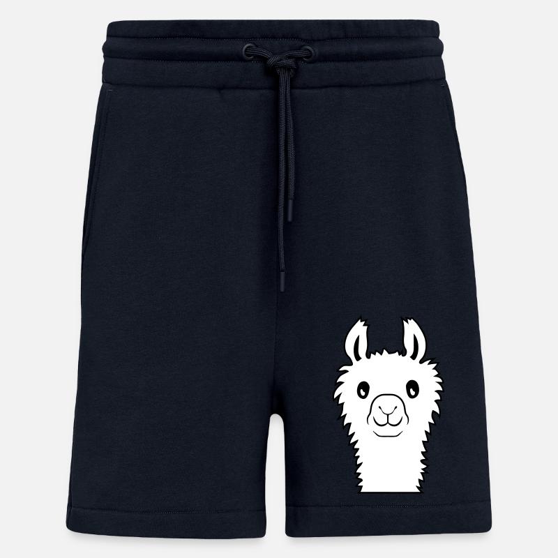 Visage d'alpaga mignon - Short bio décontracté fabriqué en UE - DARK NAVY