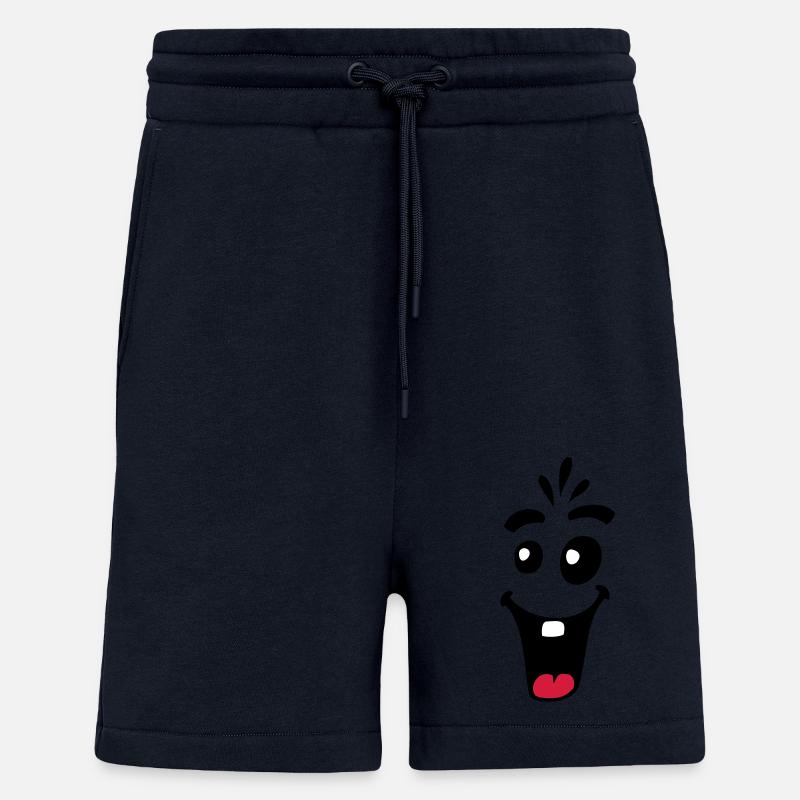 Rire amical Visage comique heureux - Short bio décontracté fabriqué en UE - DARK NAVY