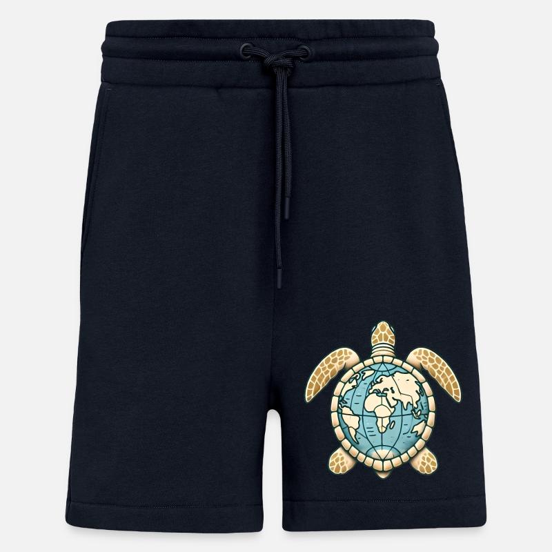 Earth Turtle Globe Illustration - Shorts - made by SPREAD - DARK NAVY