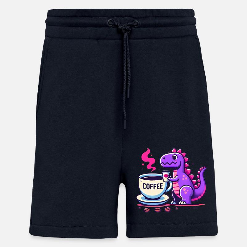 Purple Dino dégustant un café - Short bio décontracté fabriqué en UE - DARK NAVY