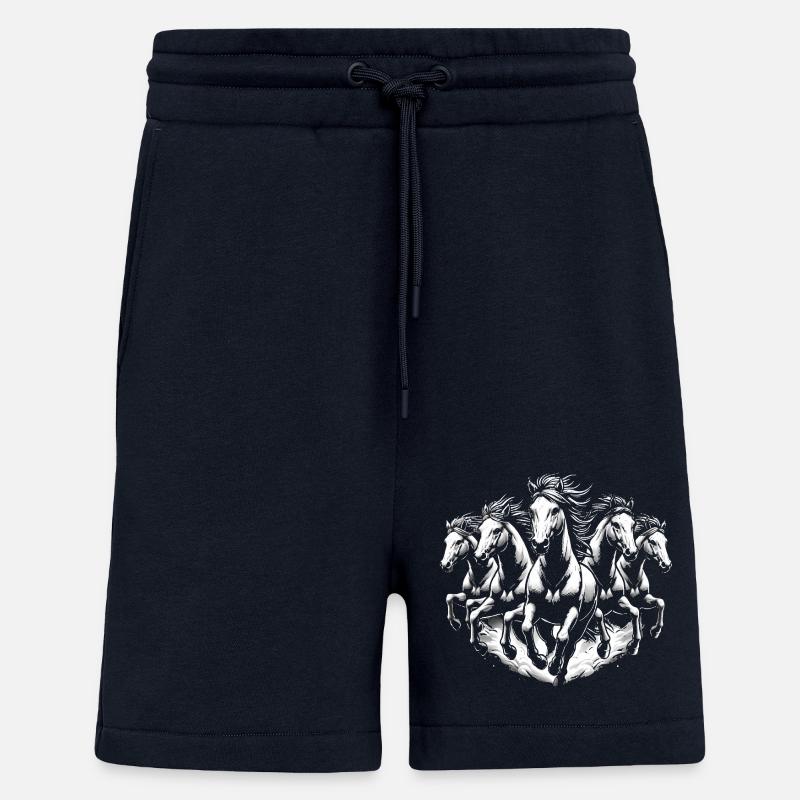 Laufpferde Dynamisches Schwarz-Weiß-Design - Shorts - made by SPREAD - DARK NAVY
