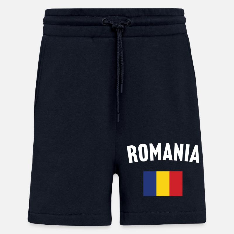 Drapeau de la Roumanie - Short bio décontracté fabriqué en UE - DARK NAVY