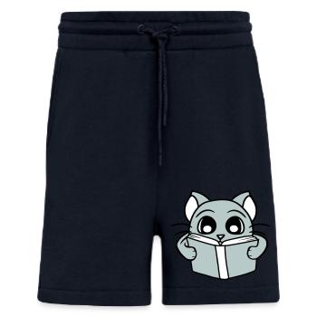 Nerd Katze Liest Roman Buch Schule Lesen Lernen - Shorts - made by SPREAD - DARK NAVY - Vorne