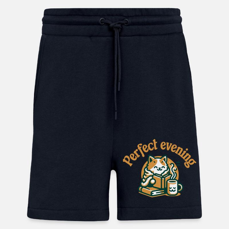 Katze Buch Tee Kaffee - Shorts - made by SPREAD - DARK NAVY