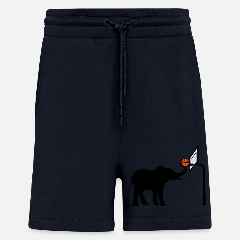 Basketball-playing elephant silhouette - Shorts - made by SPREAD - DARK NAVY