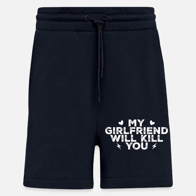 My girlfriend will kill you - Short bio décontracté fabriqué en UE - DARK NAVY