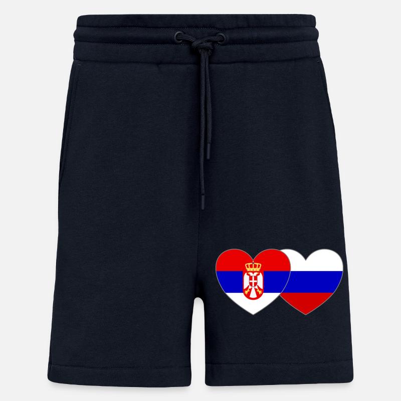 Serbie Russie Drapeau Cœur - Short bio décontracté fabriqué en UE - DARK NAVY
