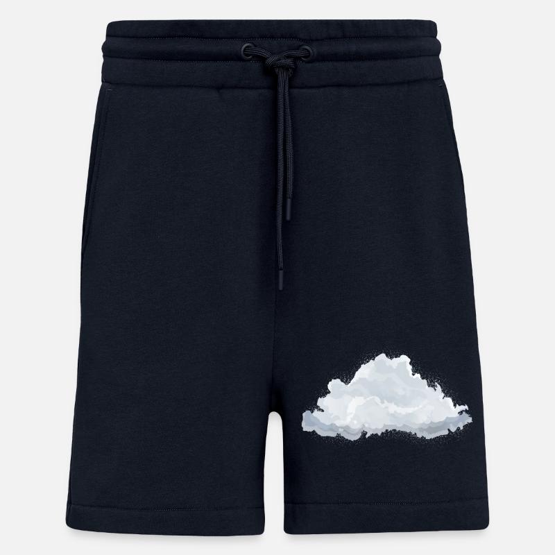 single drawn fluffy white cloud - Shorts - made by SPREAD - DARK NAVY