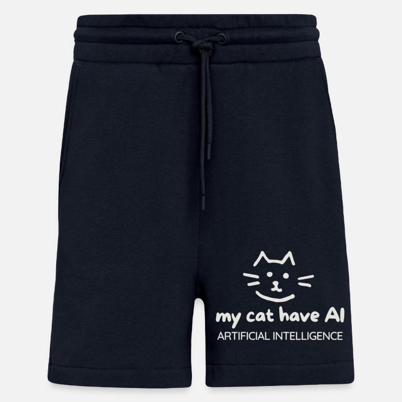 Cat Artificial Intelligence Motif - Shorts - made by SPREAD - DARK NAVY