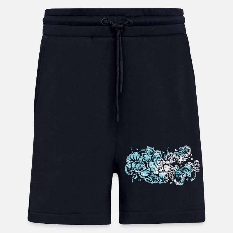 Motif Fleur Bleue - Short bio décontracté fabriqué en UE - DARK NAVY