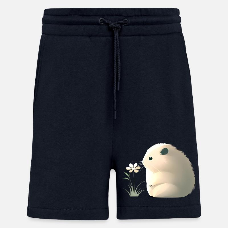 Mignon hamster avec fleur - Short bio décontracté fabriqué en UE - DARK NAVY