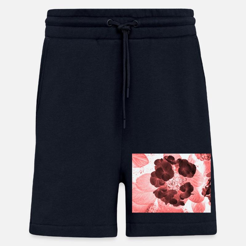 Rote Hydrangea Florales Muster - Shorts - made by SPREAD - DARK NAVY