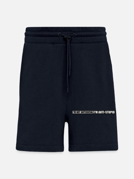 not antisocial anti stupid - Shorts - made by SPREAD - DARK NAVY