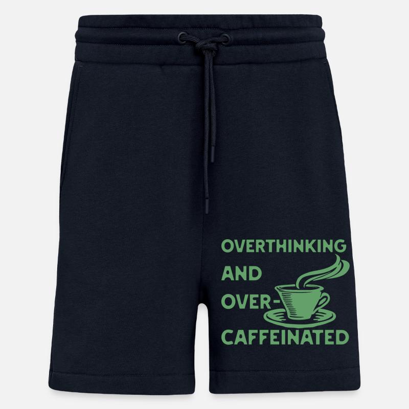 overthinking and over-caffeinated in green - Shorts - made by SPREAD - DARK NAVY