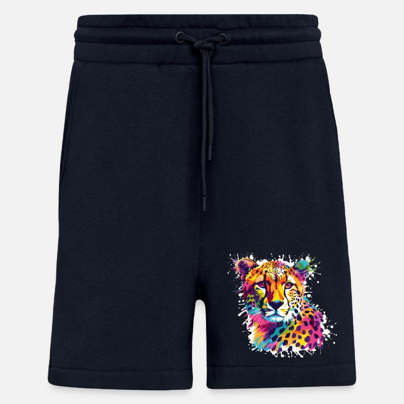 Graffiti léopard guépard - Short bio décontracté fabriqué en UE - DARK NAVY