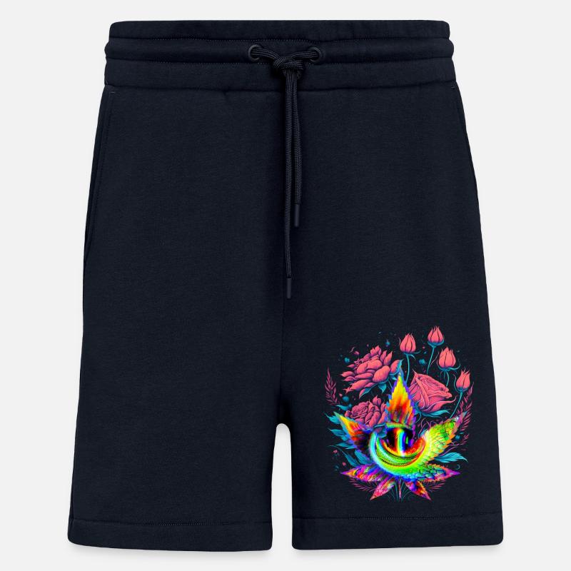 Psychedelisches Cannabisblatt mit Drachenauge - Shorts - made by SPREAD - DARK NAVY