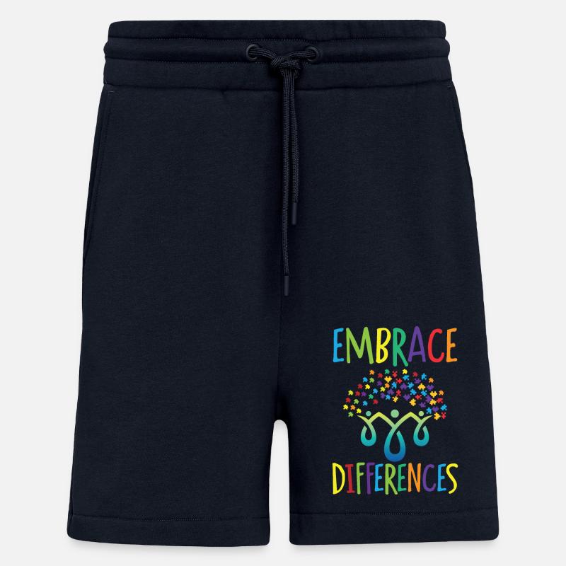 Embrace differences Autisme Handicap Compréhension - Short bio décontracté fabriqué en UE - DARK NAVY