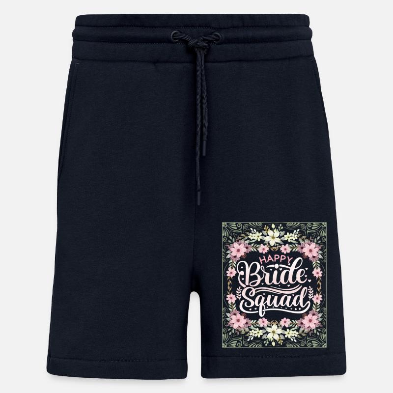 Happy-Bride-Squad, Team Bride, Dicton, Calligraphie - Short bio décontracté fabriqué en UE - DARK NAVY