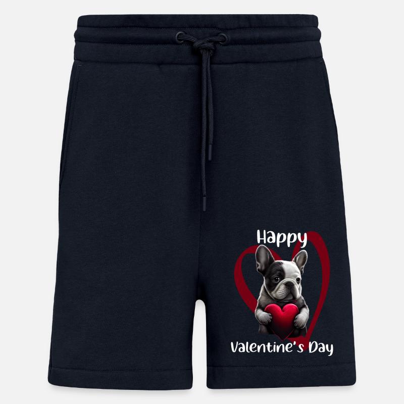 Joyeuse Saint-Valentin Français Bulldog - Short bio décontracté fabriqué en UE - DARK NAVY