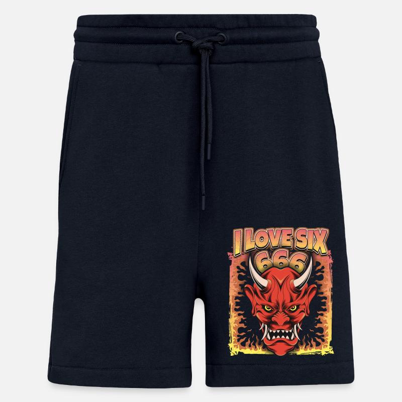 Devil-Devil, Satan Saying 666 - Shorts - made by SPREAD - DARK NAVY