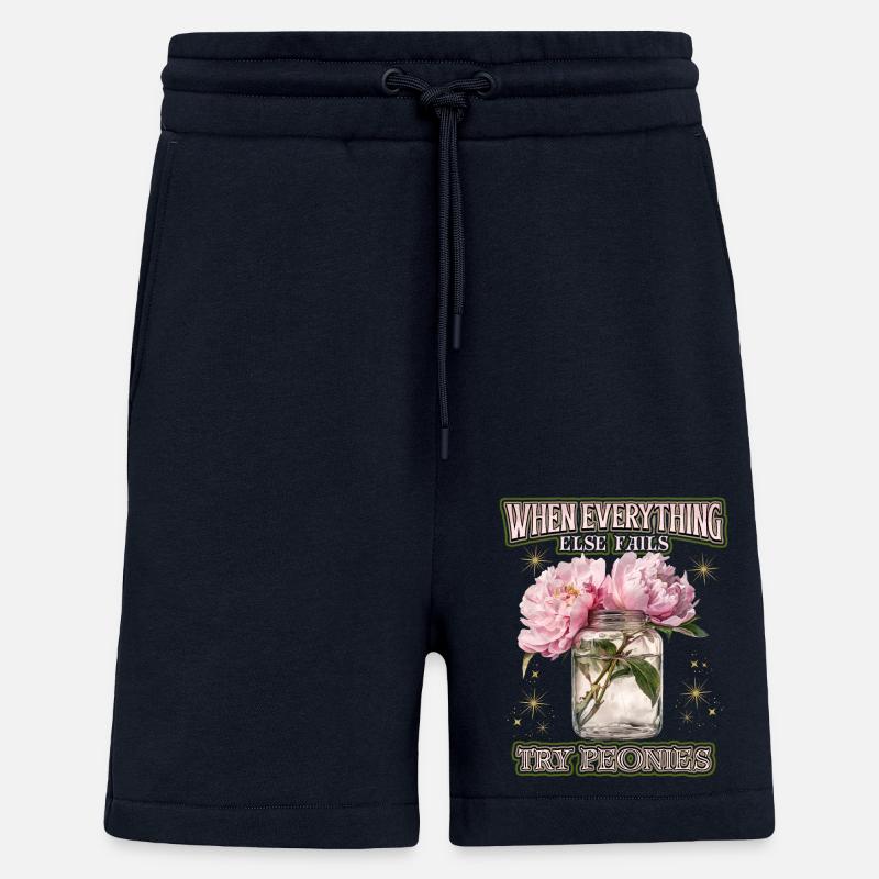 Blumen-Spruch mit Pfingstrosen Illustration - Shorts - made by SPREAD - DARK NAVY