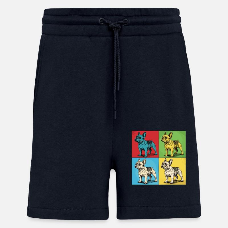 Bouledogue français Pop Art Design - Short bio décontracté fabriqué en UE - DARK NAVY