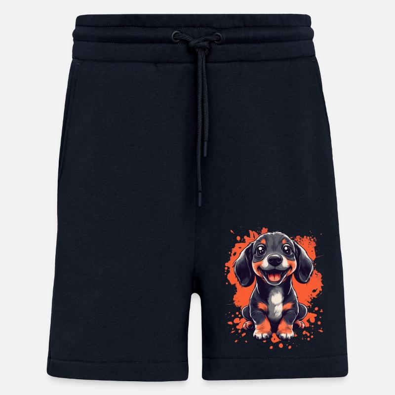 Teckel chiot chien drôle chiens - Short bio décontracté fabriqué en UE - DARK NAVY