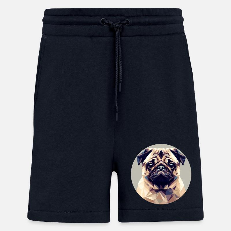 Hund Mops Polygon Geometrie - Shorts - made by SPREAD - DARK NAVY
