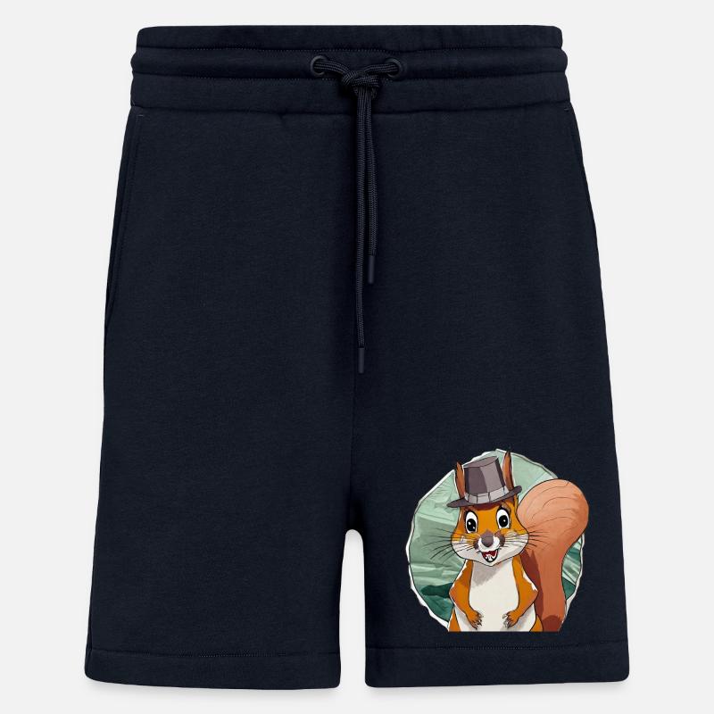 funny squirrel with hat - Shorts - made by SPREAD - DARK NAVY