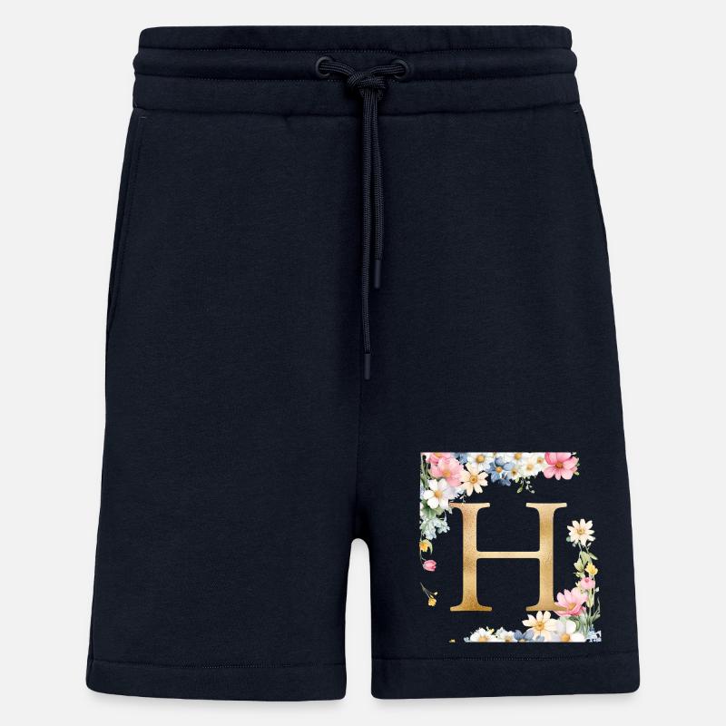 H Monogramm, Floral, personalisierbar - Shorts - made by SPREAD - DARK NAVY