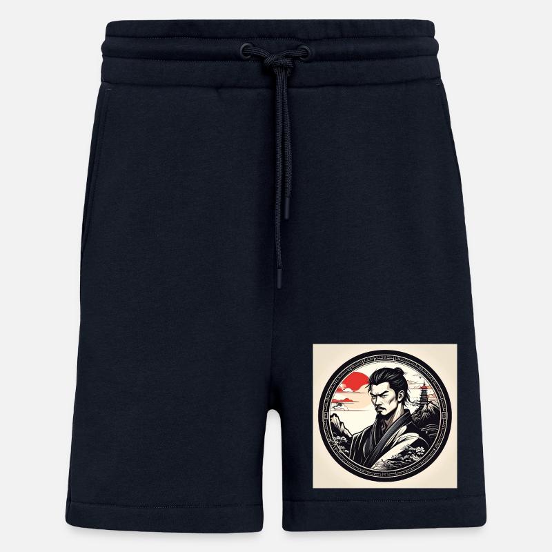 Samurai in circle frame sunset - Shorts - made by SPREAD - DARK NAVY