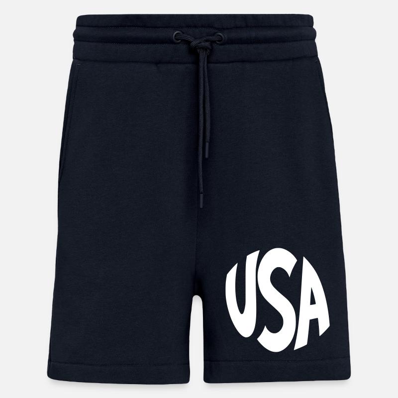 Logo des États-Unis en majuscules - Short bio décontracté fabriqué en UE - DARK NAVY