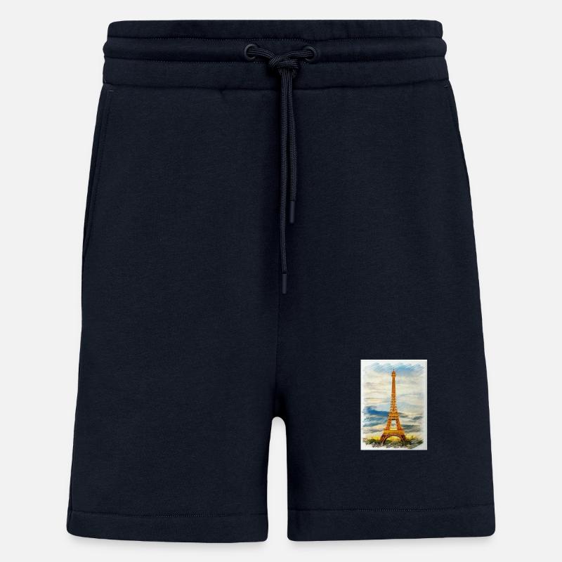 Watercolour Eiffel Tower Skyline Art - Shorts - made by SPREAD - DARK NAVY
